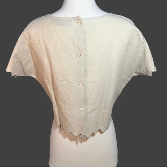 Vintage 1980’s Maurada Cream Dainty Crochet Flutter Sleeve Crop Top ✨Like New✨ - Picture 6 of 13